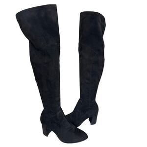 Marc Fisher Women's Black Suede Over the Knee Tall Block Heel Boots,Size 8.5,EUC